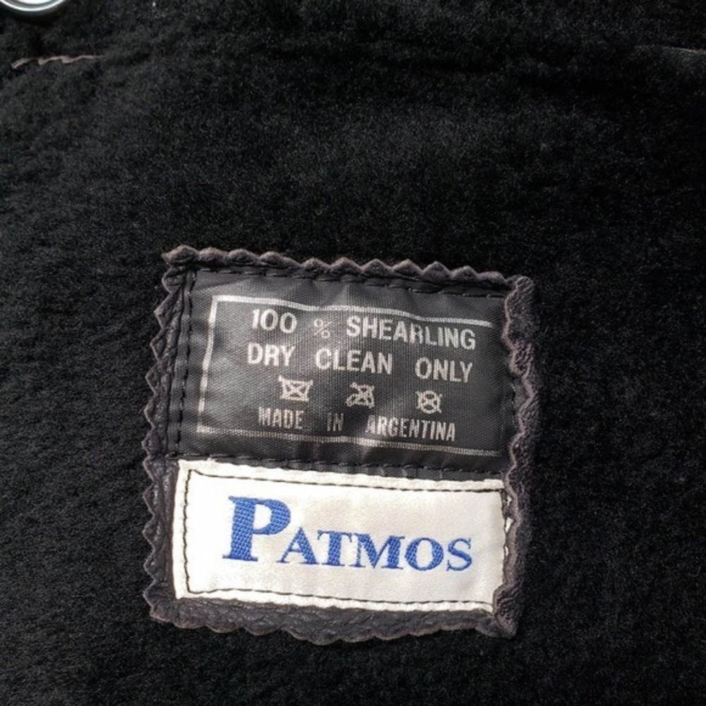 Vintage Patmos Long Leather Shearling Coat Womens Large Black Trench Full Length - Picture 5 of 16
